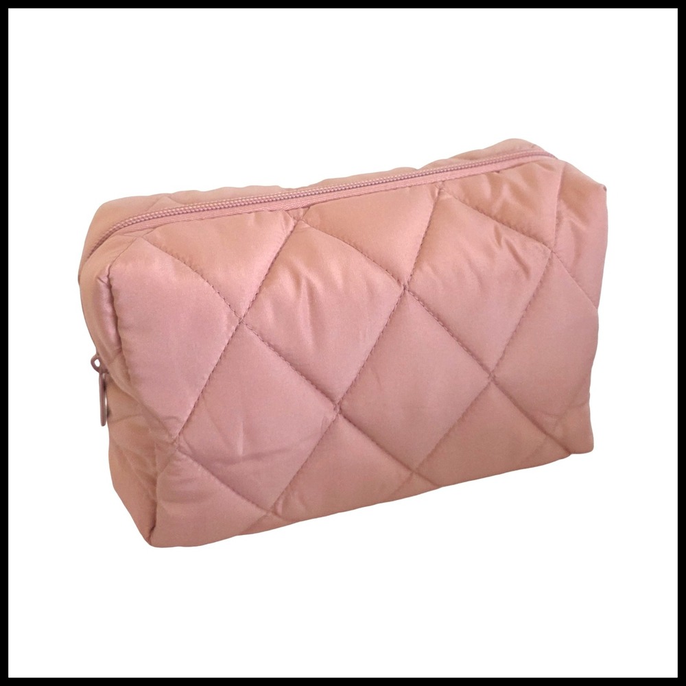 Ulta Dusty Rose Quilted Puffer Makeup Bag Zipper Cosmetic Travel Pouch Pink